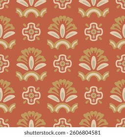 Japanese Flower Motif Vector Seamless Pattern