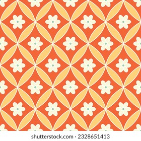 Japanese Flower Petal Diamond Vector Seamless Pattern