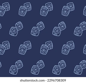 Japanese Flower Rectangle Motif Vector Seamless Pattern