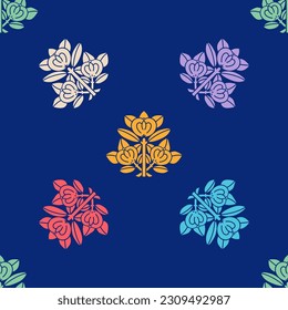 Japanese flower seamless pattern. Fashion vector illustration. Tattoo flower. Peone flower of Japanese style. - Vector.