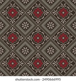 . Japanische Blume Quadrat Diamant Vektorgrafik nahtlose Muster
