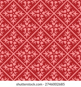 Japanese Flower Square Diamond Vector Seamless Pattern