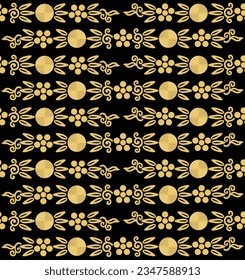 Japanese Flower Stripe Vector Seamless Pattern