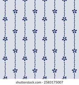 Japanese Flower Stripe Vector Seamless Pattern
