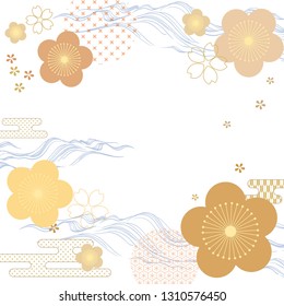Japanese flower template vector. Cherry blossom background.