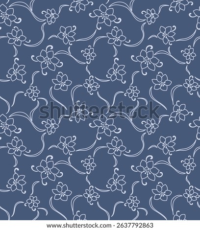Japanese Flower Vine Net Vector Seamless Pattern