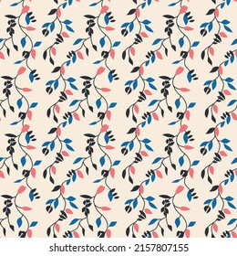 Japanese Flower Vine Vector Seamless Pattern