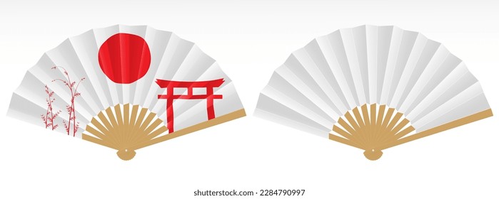 japanese folding fan cherry blossom isolated - 3d illustration
