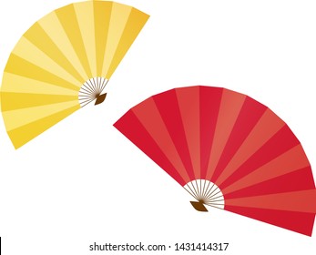 Japanese folding fan isolated on white background