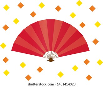Japanese folding fan isolated on white background