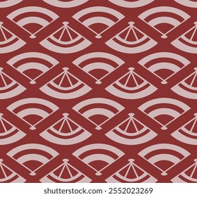 Japanese Folding Fan Motif Vector Seamless Pattern

