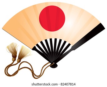 Japanese folding fan ogi with the rising sun, an accessory of the Samurai clothes