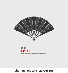 Japanese folding fan vector icon. Black silhouette.