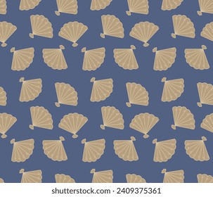 Japanese Folding Fan Vector Seamless Pattern
