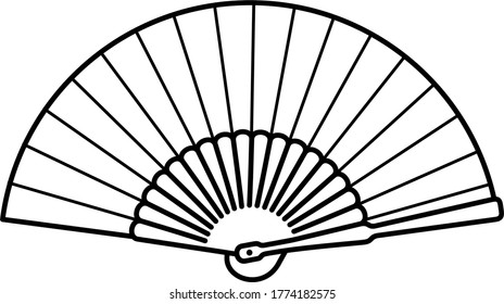 Hincha japonesa de la mano plegable. Icono de contorno del vector.