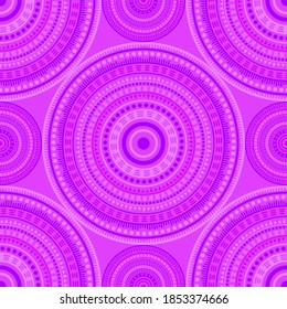 Japanese folk motifs seamless pattern. Round medallion mandala geometric tiles. Fabric print template. Retro fashion pattern. Trendy circular seamless ornament. Henna mandala design.