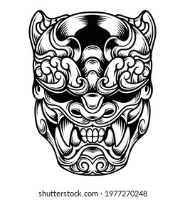 Japanese Foo Dog Mask. Vector Illustration