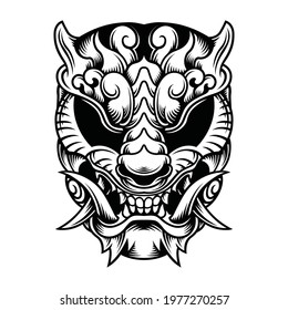 Japanese Foo Dog Mask. Vector Illustration