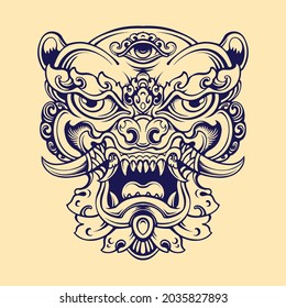 Japanese Foo Dog Vector Art