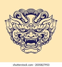 Japanese Foo Dog Vector Art