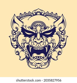 japanese foo dog vector art