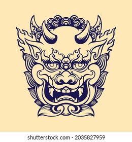 japanese foo dog vector art