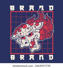 japanese foo dog vector art