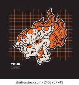 japanese foo dog vector art