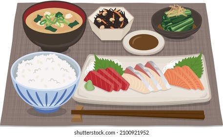 Japanese food
3 kinds of sashimi set meal