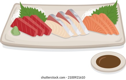 Japanese food
Assorted 3 kinds of sashimi (salmon, tuna, yellowtail)