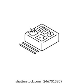 Japanese Food Bento Box Icon Vector Design with Line Isometric Icon Style