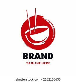 Japanese Food Bowl Chopsticks Logo design