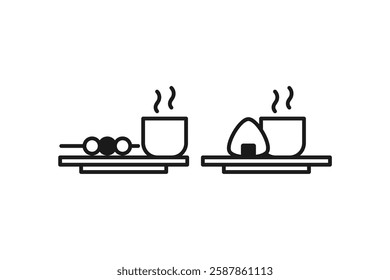 japanese food and breakfast icon line