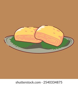 A Japanese food called Tamagoyaki. A simple vector illustration that would fit for social media post, flyer, poster and more.