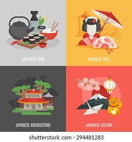 Japanese food culture architecture and style icon set isolated vector illustration