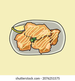 Japanese food drawing fried chicken karaage