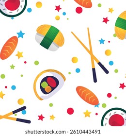 Japanese food flat illustration on the white background