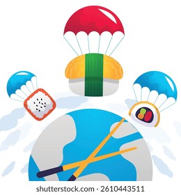 Japanese food flat illustration on the white background