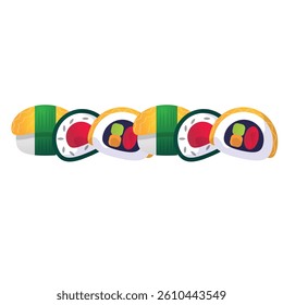 Japanese food flat illustration on the white background
