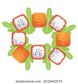 Japanese food flat illustration on the white background