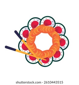 Japanese food flat vector illustration frame