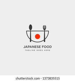 japanese food fork and spoon simple logo template vector illustration