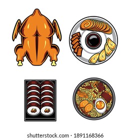 Japanese food and grilled chicken

