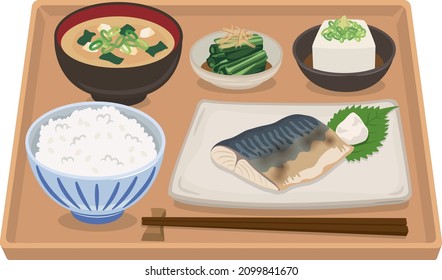 Japanese food
Grilled mackerel breakfast