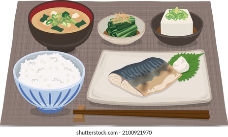 Japanese food
Grilled mackerel breakfast