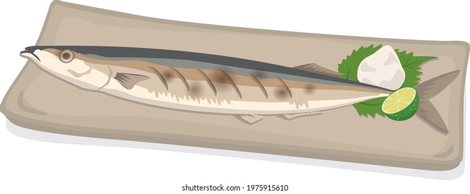 Japanese food
Grilled saury with salt