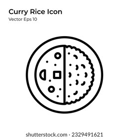 Japanese food icon, curry rice, line style icon