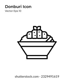 Japanese food icon, donburi, line style icon