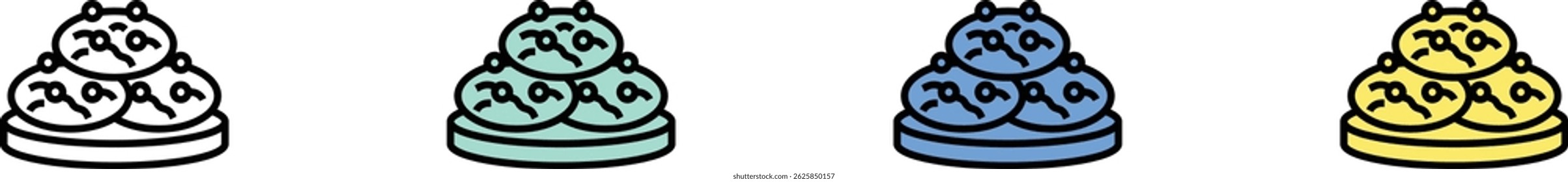 japanese food icon. Outline, Green, Blue and Yellow Style Design Isolated On White Background