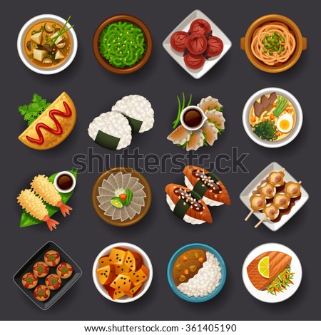 Japanese food icon set